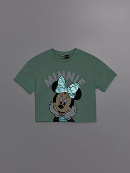 Bisiklet Yaka Minnie Mouse Bask?l? K?sa Kollu K?z ?ocuk Ti??rt - Waikiki фото 2
