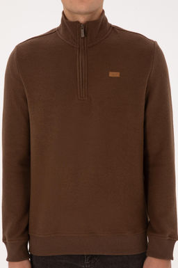 Erkek Regular Fit Yar_m Fermuarl_ Kahverengi Basic Sweatshirt - U.s. polo assn фото 6