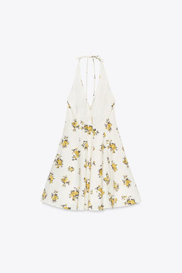 FLORAL PRINT HALTER MINI DRESS - Zara фото 6