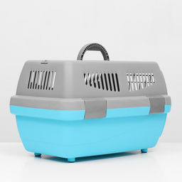Переноска пластиковая Неон 48х32х29,5 см, вес животного до 12 кг, серо-голубая - Пижон фото 5