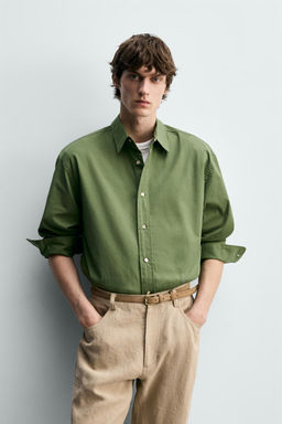 CAMISA RELAXED FIT POPEL?N / Verde manzana - Zara фото 2