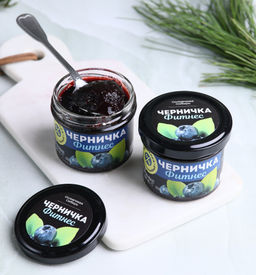 Джем ЧЕРНИЧКА ФИТНЕС / 100 г / без сахара / банка / Солнечная Сибирь
