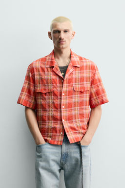 CAMISA RELAXED FIT CUADROS / Naranja - Zara фото 2