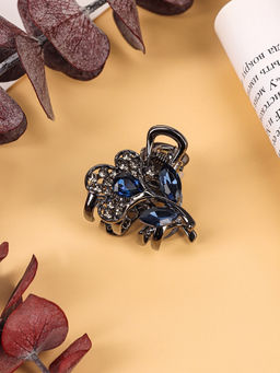 Цена за 6 шт. Крабик для волос «Роуз», цветок, 3 см, чёрный