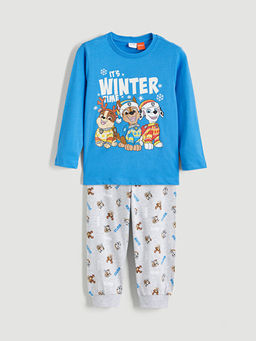 Bisiklet Yaka Paw Patrol Bask?l? Erkek ?ocuk Pijama Tak?m?
