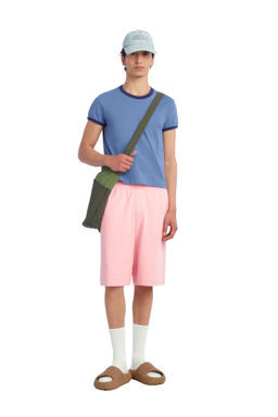 CAMISETA SLIM FIT RIB CONTRASTE / Azul