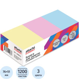 Стикеры Attache Economy 76x51 мм, 100 л, цв в асс, 12 бл/уп '1408012  фото 2
