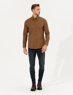 Kahverengi Slim Fit Uzun Kollu G_mlek
