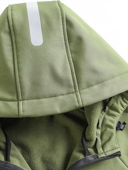 Ветровка спортивная мужская с капюшоном softshell цвета хаки 9563Kh