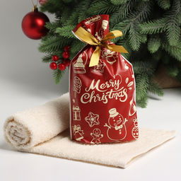 Полотенце махровое Экономь и Я Merry Christmas 30×60 см, цвет молочный, 100% хл, 340 г/м²