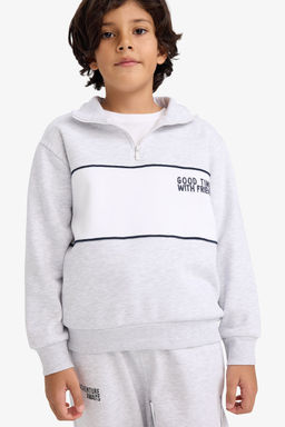 Yar_m Fermuarl_ __i Yumu_ak T_yl_ Sweatshirt Erkek _ocuk