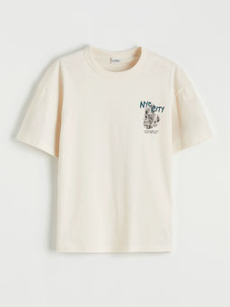 Erkek ?ocuk Bisiklet Yaka Bask?l? Ti??rt