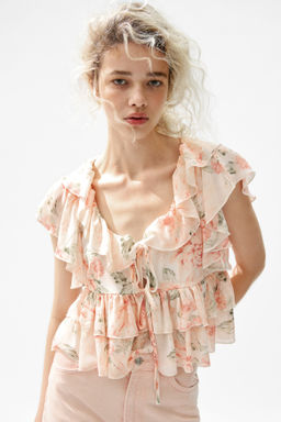 Flounced tie-front blouse - H&m фото 7