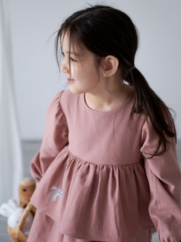 Платье хлопковое сухая роза, розовый - Lesi kids фото 18