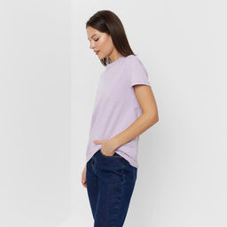 Футболка однотонная женская MINAKU: Basic line, лавандовая, размер 42