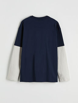 Bisiklet Yaka Bask?l? Renk Bloklu Erkek ?ocuk Ti??rt