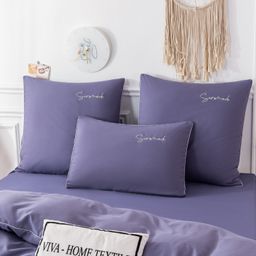 Комплект постельного белья Однотонный Сатин Вышивка на резинке CHR051 160*200*35/2 спальный/4 Наволочки - Ситрейд фото 6