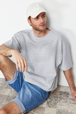 TRENDYOL MAN Basic Bordo Oversize/Genis Kesim Dokulu Waffle K?sa Kol T-Shirt TMNSS22TS00049 - Trendyolmilla фото 4