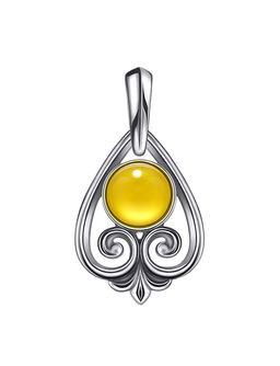 Изысканная подвеска из серебра и янтаря медового цвета Кордова