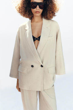 BLAZER CRUZADA CON LINO / Beige claro - Zara фото 4