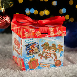 Цена за 5 шт. Коробка подарочная складная Снежка 12,5 х 12,5 х 12 см - Simaland фото 2