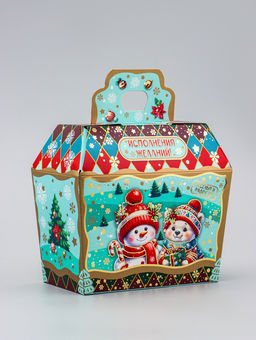 Цена за 5 шт. Коробка подарочная новогодняя «Исполнения желаний» 19.5×17×11 см