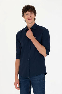 Мужская темно-синяя базовая рубашка с длинным рукавом - U.s. polo assn фото 8