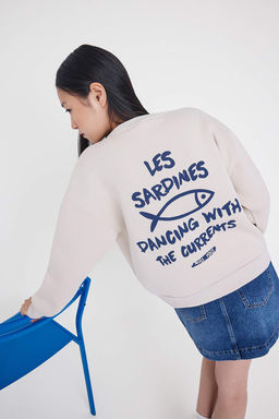 Teen Tas S?rt Bask?l? Oversize/Genis Kal?p Kal?n Ici Polarl? Orme Sweatshirt TWOAW26SW00118