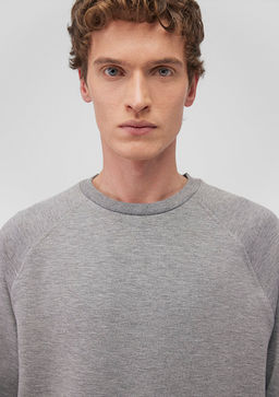 Bisiklet Yaka Gri Basic Sweatshirt - Mavi фото 7