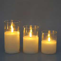 Сувенир с подсветкой "Свеча - Тайна" 7,7*10/12,5/15 см (набор 3 шт) с пультом д/у