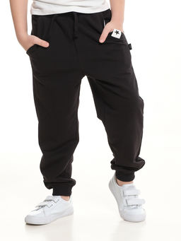 Брюки для мальчика на резинке черные 22-0511 черный - Mini maxi фото 5