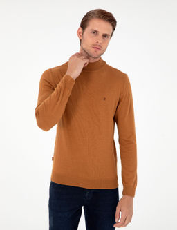 Kahverengi Slim Fit Yar_m Bal_k__ Yaka Basic Triko Kazak - Pierre cardin фото 3