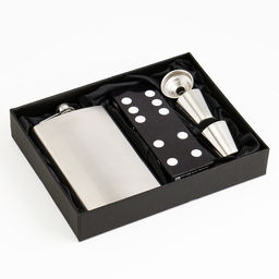 Подарочный набор 5 в 1: фляжка 300 мл, рюмки 30 мл, воронка 2.5 x 3.5 см, домино