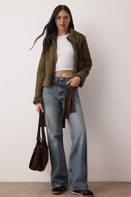 Koyu Mavi Yuksek Bel Wide Leg Palazzo Jeans TWOAW26JE00269 - Trendyolmilla фото 2