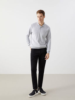 Polo Yaka Uzun Kollu Erkek Sweatshirt