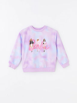 Bisiklet Yaka Barbie Bask?l? Uzun Kollu K?z ?ocuk Sweatshirt