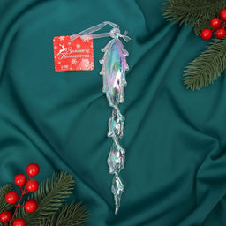 Цена за 2 шт. Ёлочная игрушка Зимнее волшебство. Завитая сосулька, 223.5 см, прозрачный фото 3