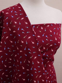 Теплый хлопок Листочки на бордовом, СОРТ2, ш.1.47м, хлопок-100%, 150гр/м.кв - Купава фото 2