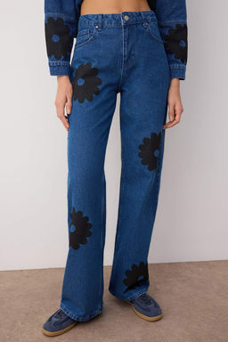 Mavi Yuksek Bel Cicek Bask?l? Wide Leg Palazzo Jeans TWOAW26JE00122 - Trendyolmilla фото 3