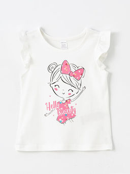 Bisiklet Yaka K?sa Kollu Bask?l? K?z Bebek Ti??rt 2li - Waikiki фото 2