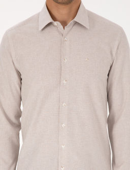 Bej Slim Fit Uzun Kollu G_mlek