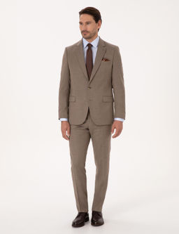 Camel Slim Fit Y_n Kar___ml_ Mikro Desenli Klasik Ceket - Cacharel фото 4