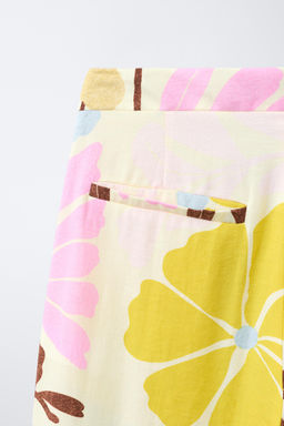PANTAL?N ESTAMPADO FLORES CON LINO / Crudo - Zara фото 4