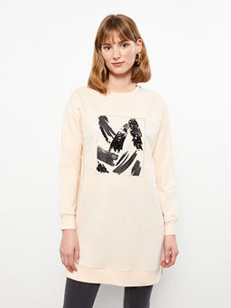 Bisiklet Yaka ??lemeli Uzun Kollu Oversize Kad?n Tunik