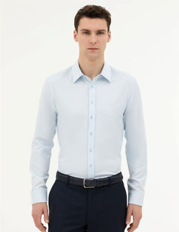 A__k Mavi Slim Fit Uzun Kollu G_mlek