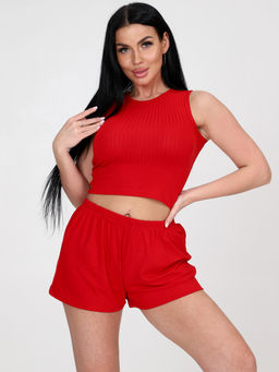 435 ЖЕНСКАЯ ПИЖАМА (шорты) (Красный) - А-дина фото 4