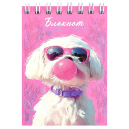 Блокнот, А7, 40 л, арт. 70966 БАБЛ-ПЕС / Блок - белый офсет 60 г/м?, клетка, гребень по короткой сто