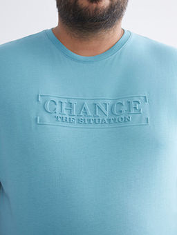 B?y?k Beden Kabartma Bask?l? Penye Erkek Ti??rt