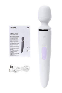 Нереалистичный вибратор Satisfyer Woman Wand, ABS пластик, белый, 34 см.  фото 5