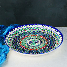 Ляган Риштанская Керамика «Узоры», 36 см, синий